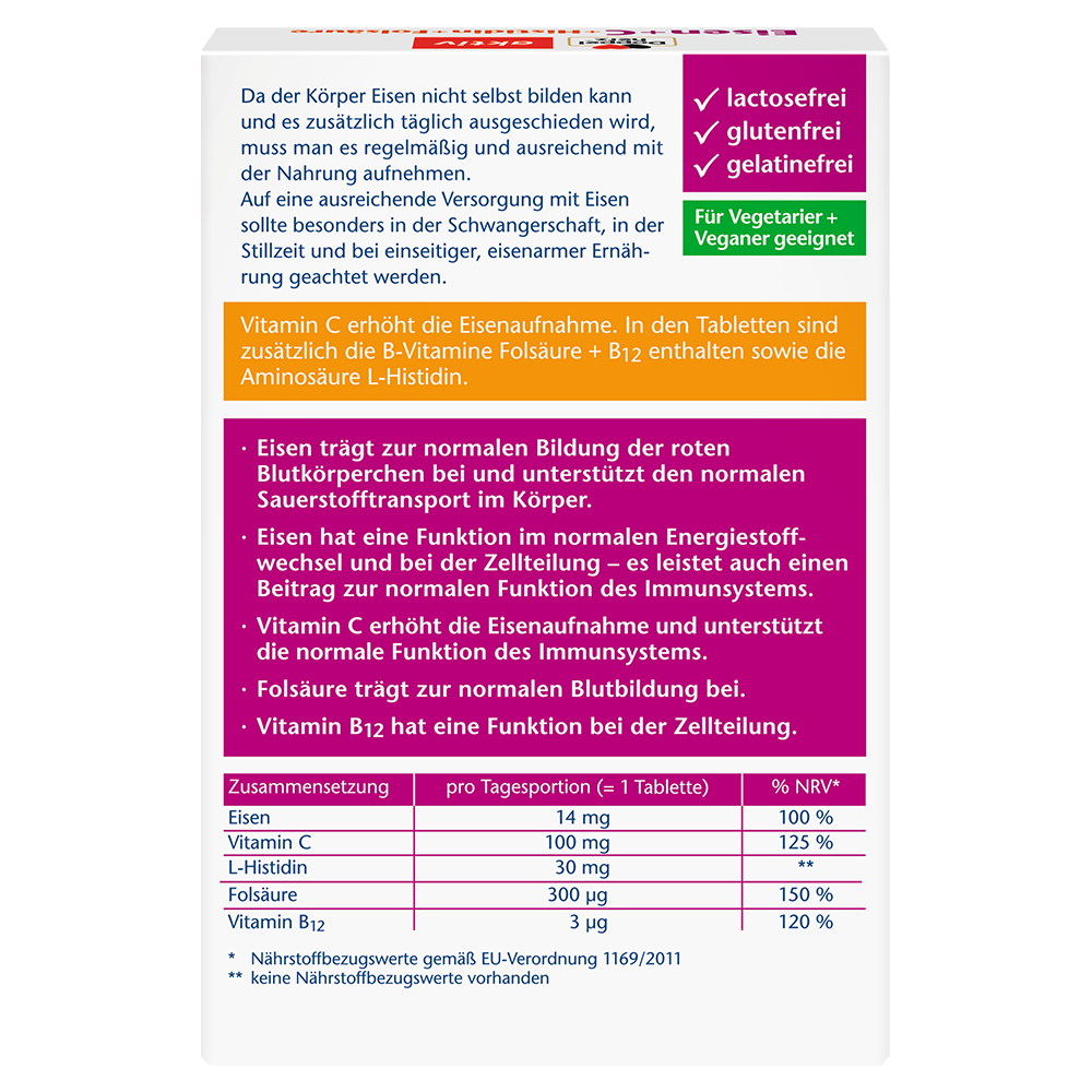 Bild: DOPPELHERZ Eisen + C + Histidin + Fölsäure