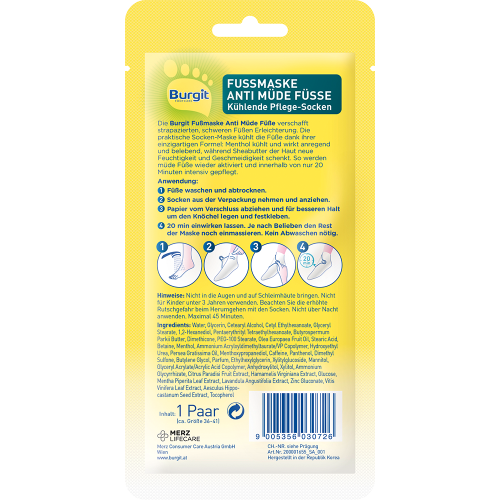 Bild: Burgit Footcare Fußmaske Anti Müde Füsse 