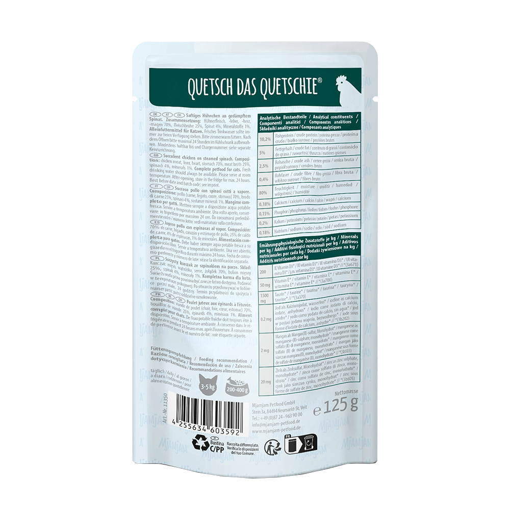 Bild: Mjamjam Quetschie Saftiges Hühnchen mit gedämpftem Spinat