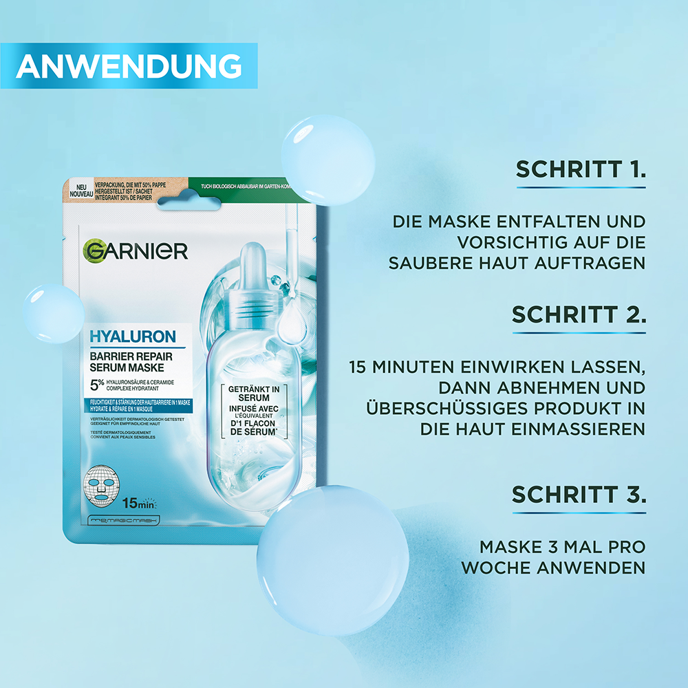 Bild: GARNIER Hyaluron Barrier Repair Serum Maske 
