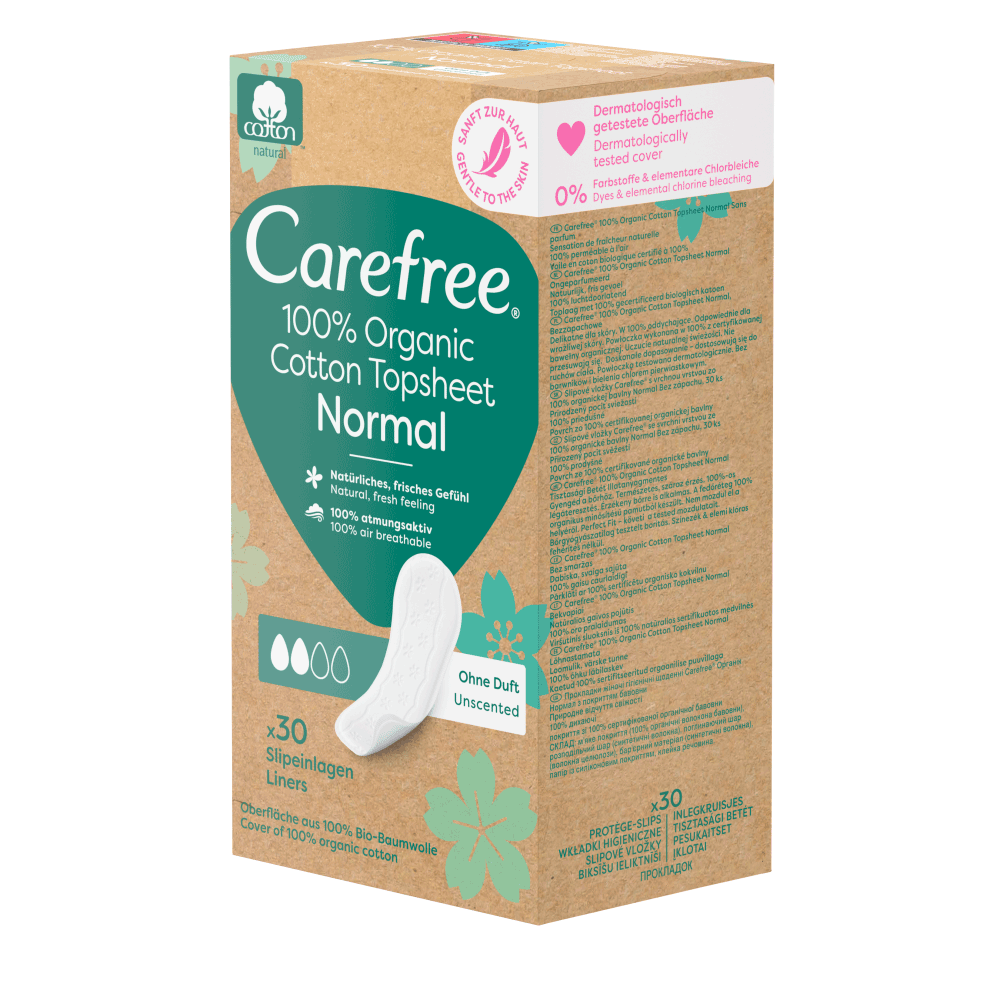 Bild: Carefree Organic Cotton Topsheet Slipeinlagen Normal 