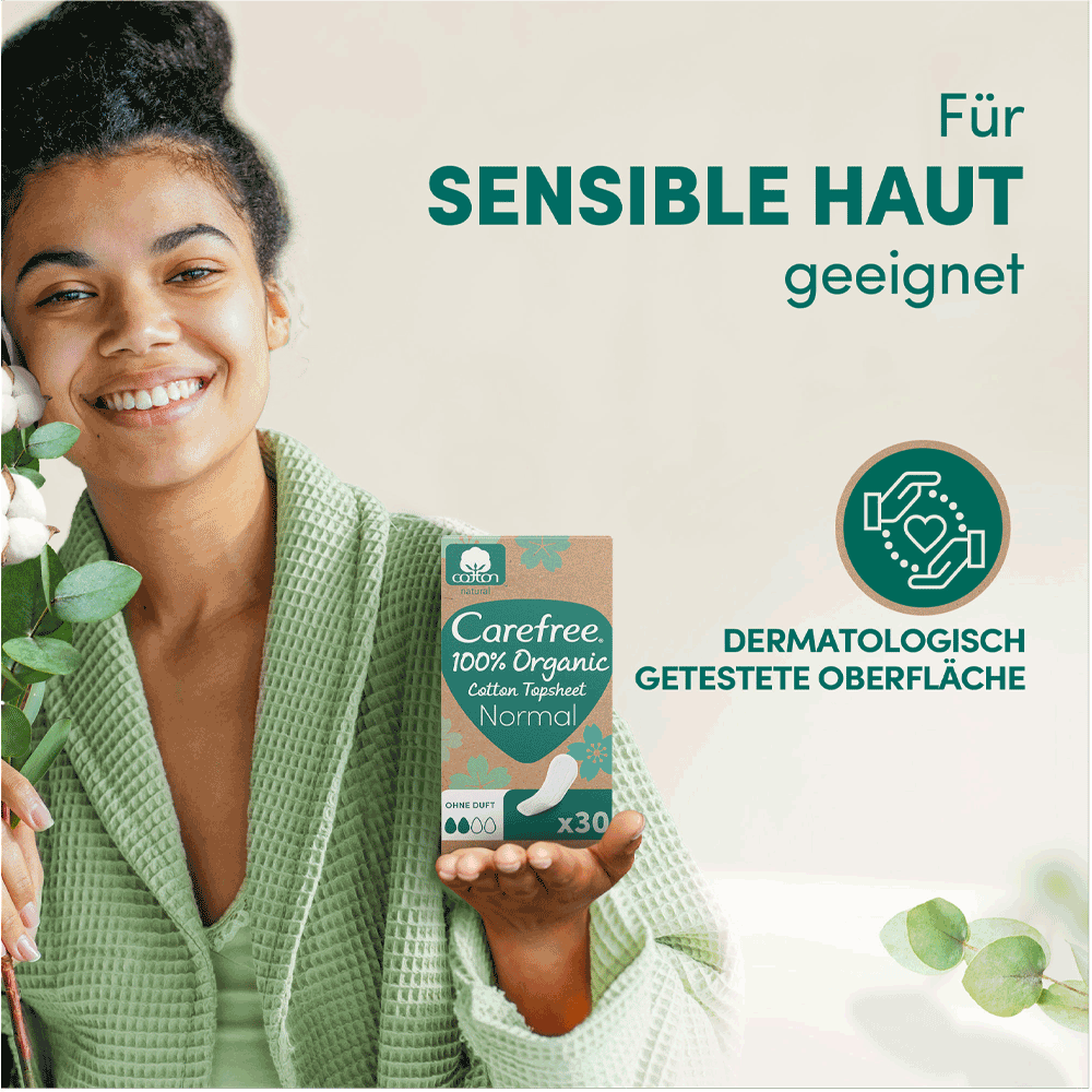 Bild: Carefree Organic Cotton Topsheet Slipeinlagen Normal 
