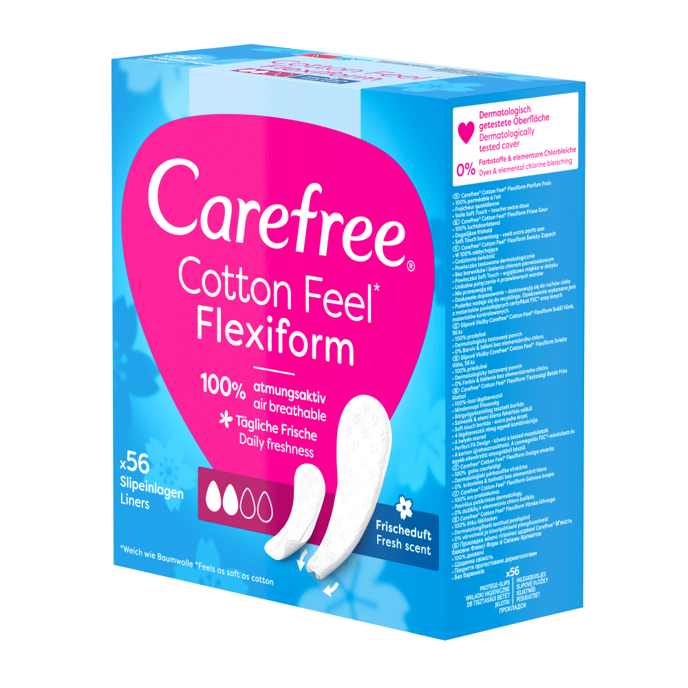 Bild: Carefree Cotton Feel Flexiform Slipeinlagen mit Frischeduft 