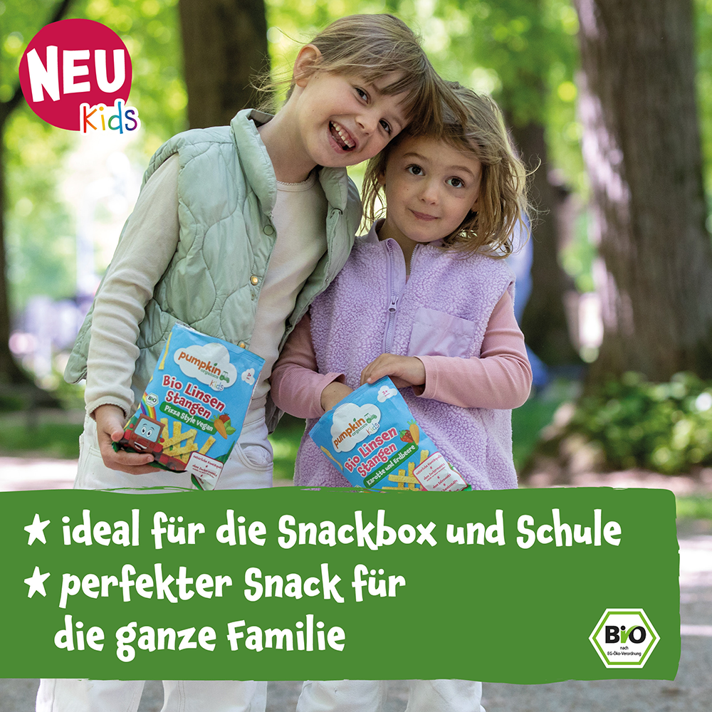 Bild: pumpkin organics Bio Linsen Stangen Pizza Style Vegan 