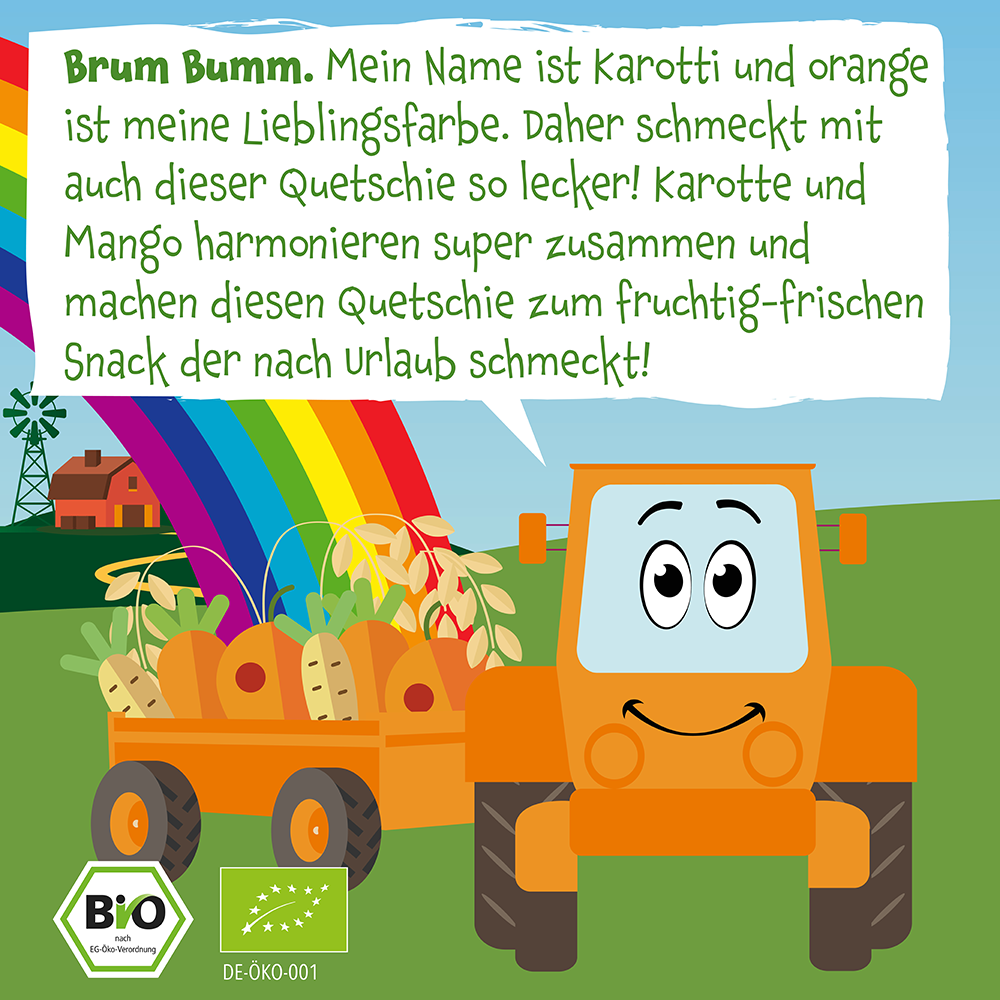 Bild: pumpkin organics Quetschie Mango, Karotte, Pastinake und Hafer 