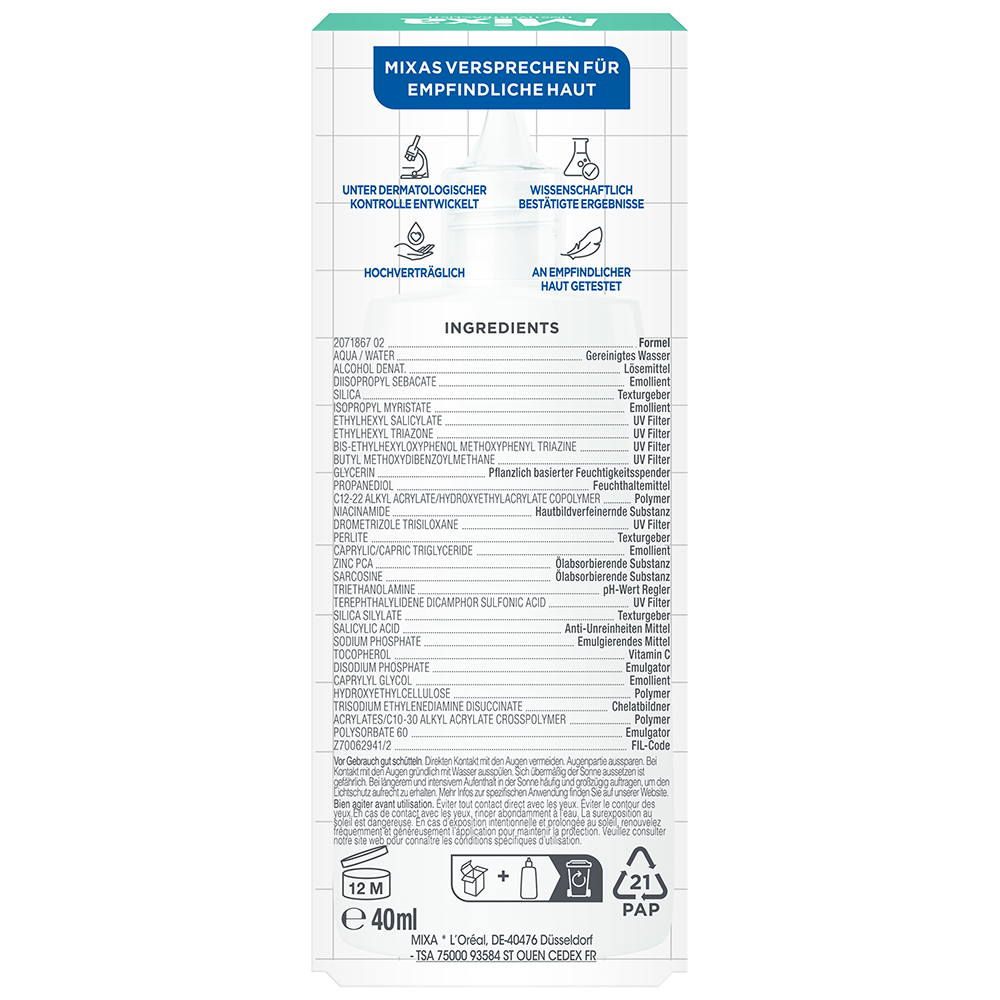 Bild: Mixa Tägliches UV-Fluid LSF50+ Anti-Unreinheiten 