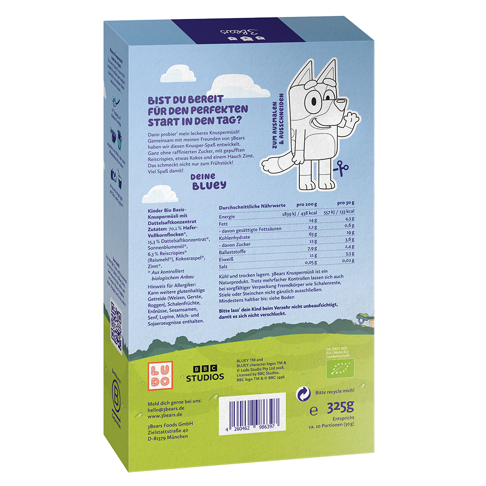 Bild: 3Bears Bluey Bio Knusper Müsli Klassik 
