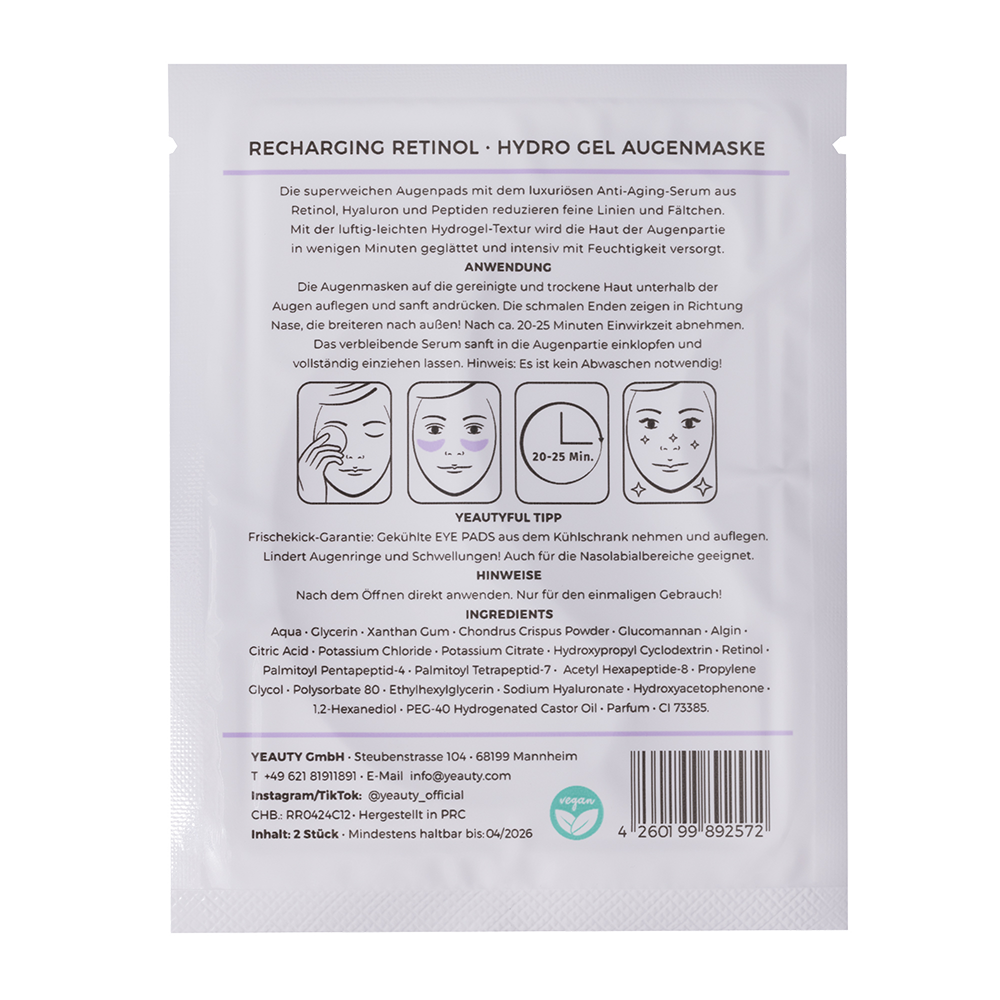 Bild: YEAUTY Recharging Retinol Augenpads Maske 