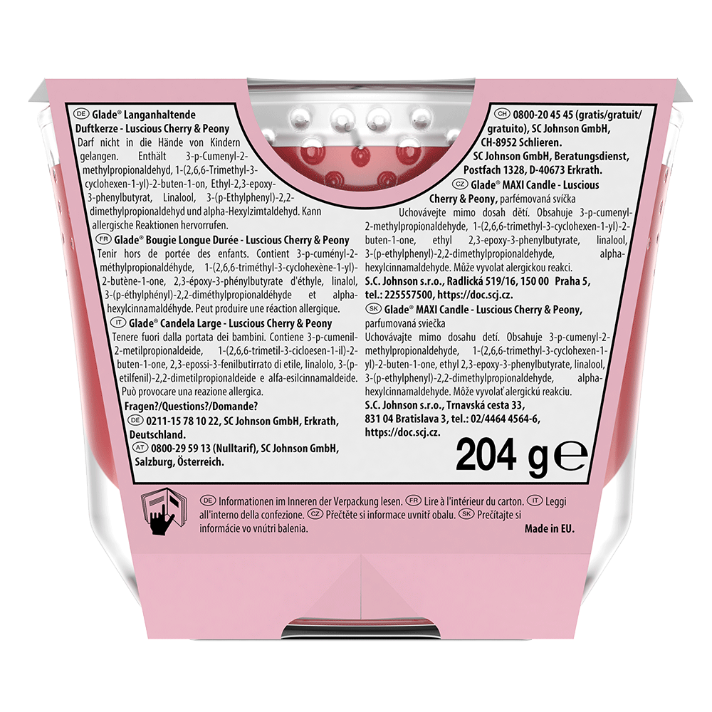 Bild: Glade Premium Duftkerze Luscious Cherry and Peony 