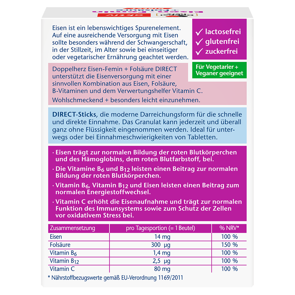 Bild: DOPPELHERZ Eisen-Femin + Folsäure Direct 