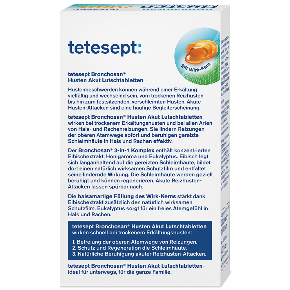 Bild: tetesept: Bronchosan Husten Akut Lutschtabletten 