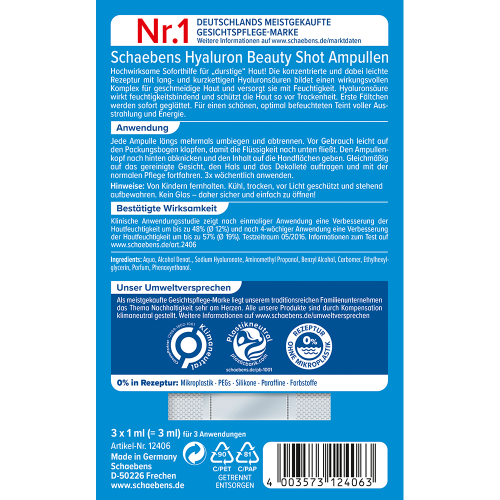 Bild: Schaebens Hyaluron Beauty Shot Ampullen