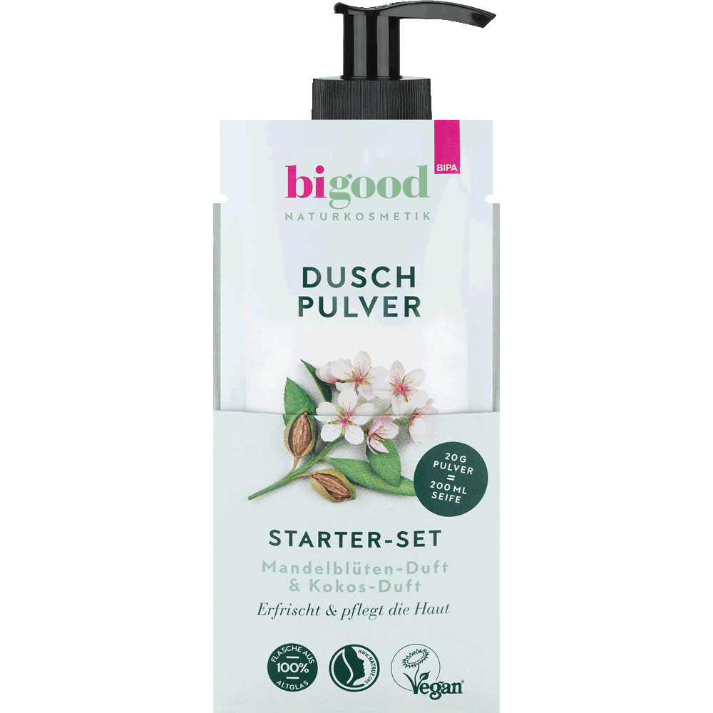Bild: bi good Duschpulver Starter-Set Mandelblüten & Kokos-Duft