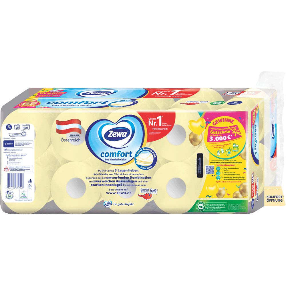 Bild: Zewa Comfort Das klassisch Gelbe Toilettenpapier 