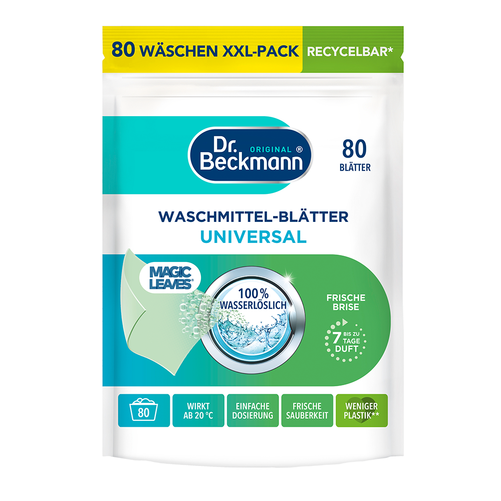 Bild: Dr. Beckmann Magic Leaves Waschmittel Blätter Universal Frische Brise 