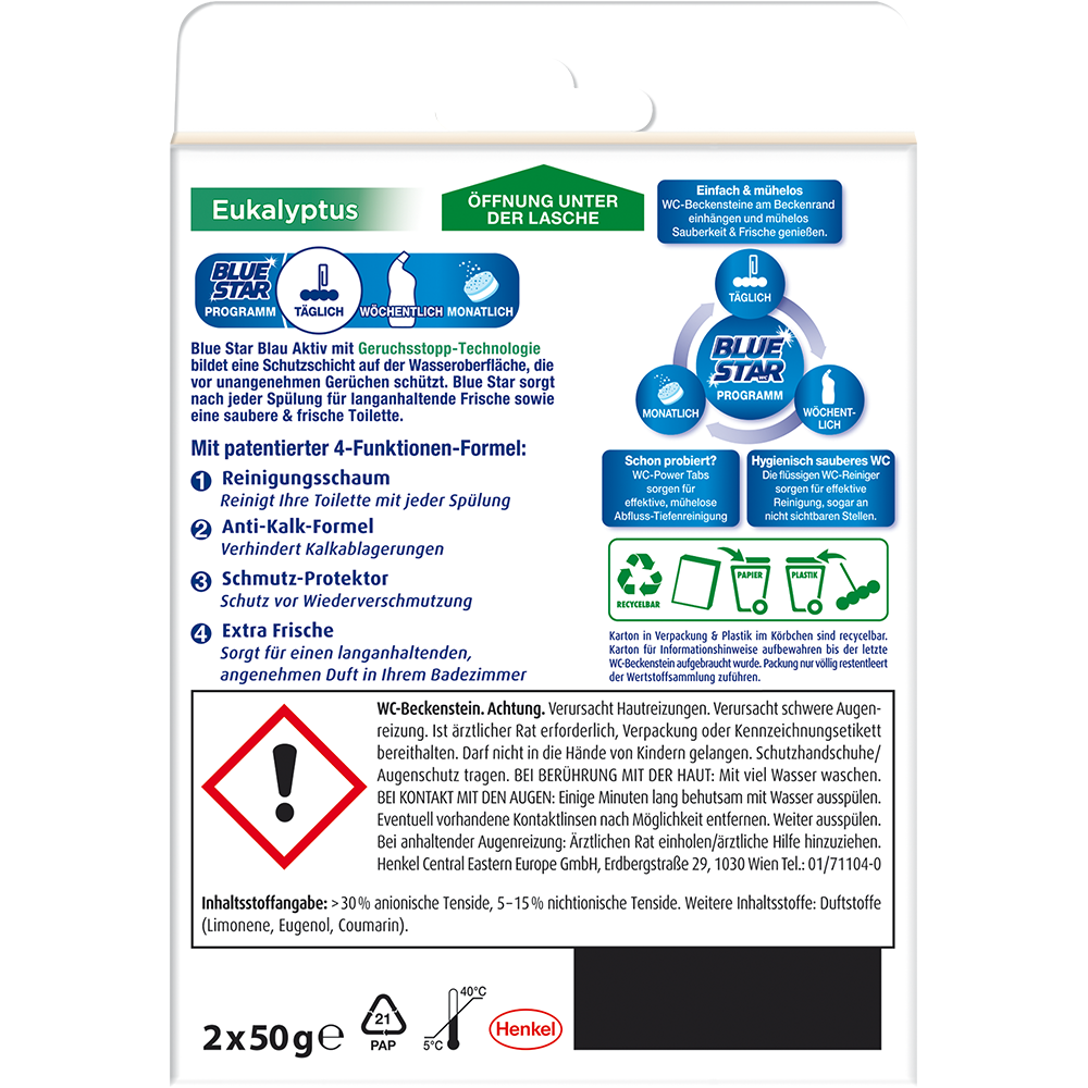 Bild: Blue Star Blau Aktiv WC-Steine Eukalyptus 