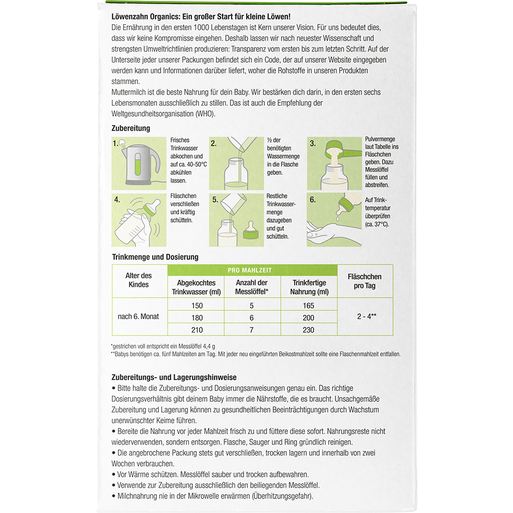Bild: Löwenzahn organics Bio Folgemilch 