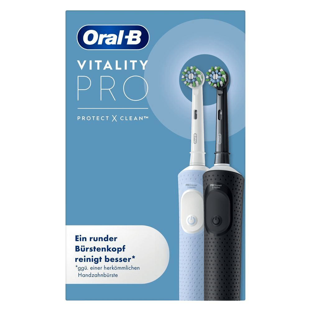 Bild: Oral-B Pro Vitality Elektrische Zahnbürste Duopack, Black/Blue 