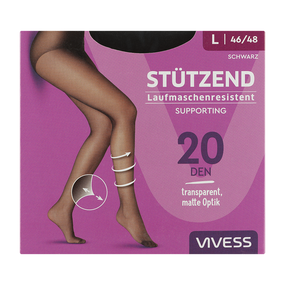 Bild: Vivess Strumpfhose Laufmaschen Resistent L Schwarz