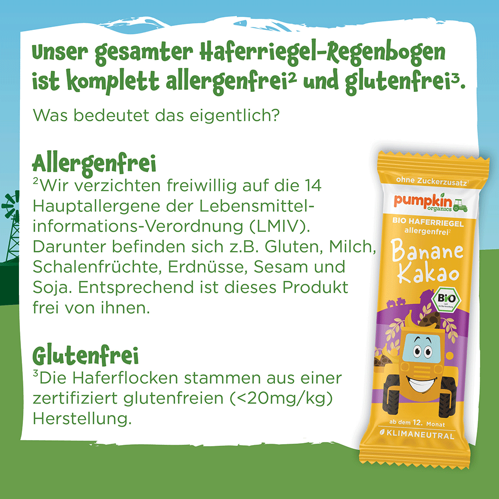 Bild: pumpkin organics Bio Haferriegel Banane Kakao