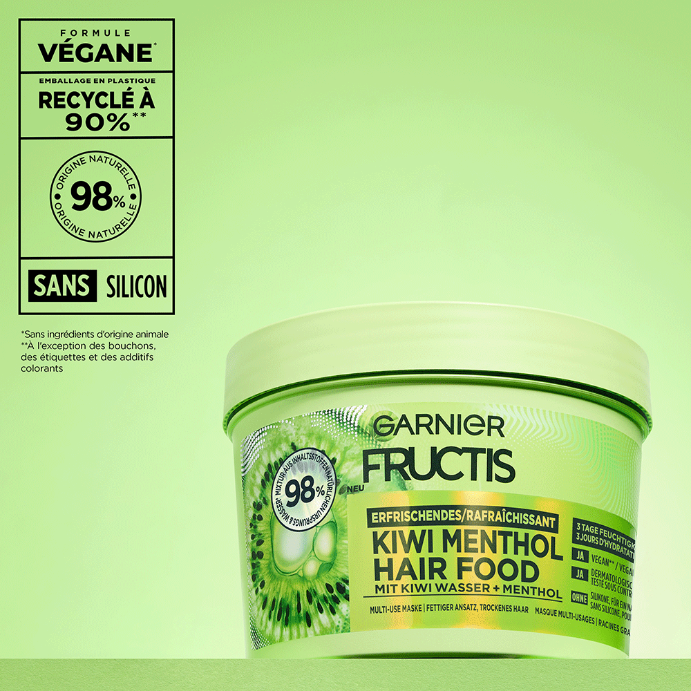 Bild: GARNIER FRUCTIS Multi-Use Haarmaske Kiwi Menthol Hair Food 