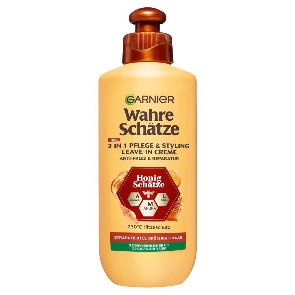 Bild: GARNIER Wahre Schätze 2-in-1 Pflege & Styling Honig Schätze 