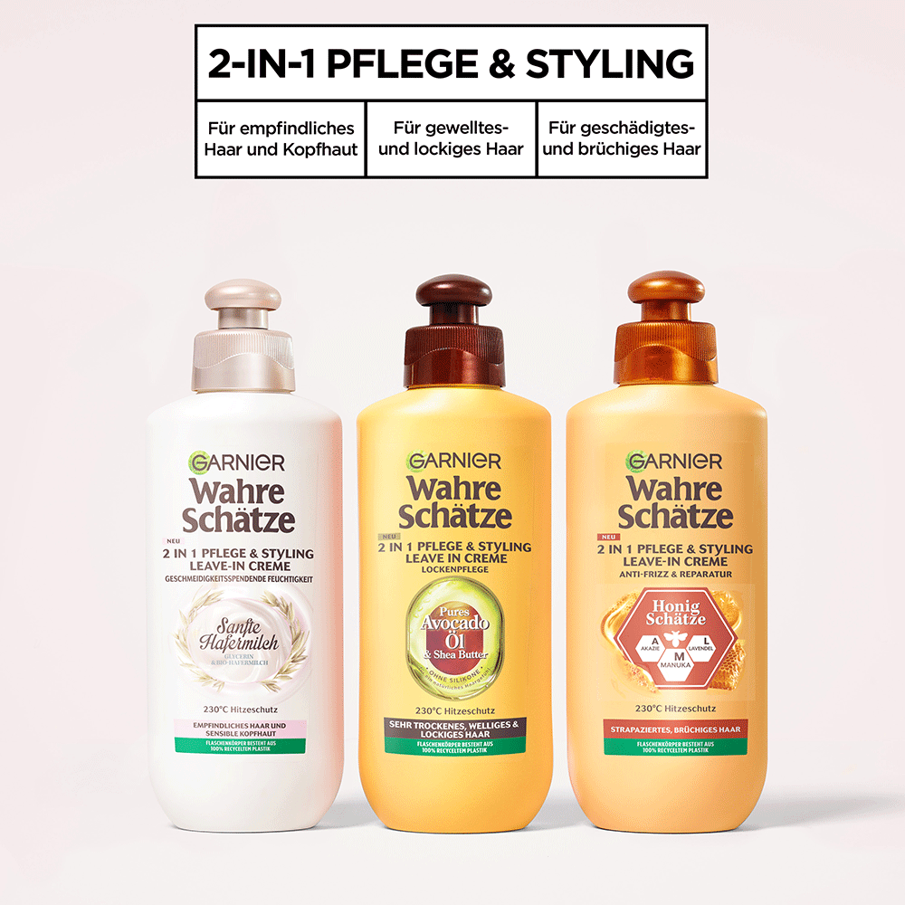 Bild: GARNIER Wahre Schätze 2-in-1 Pflege & Styling Honig Schätze 