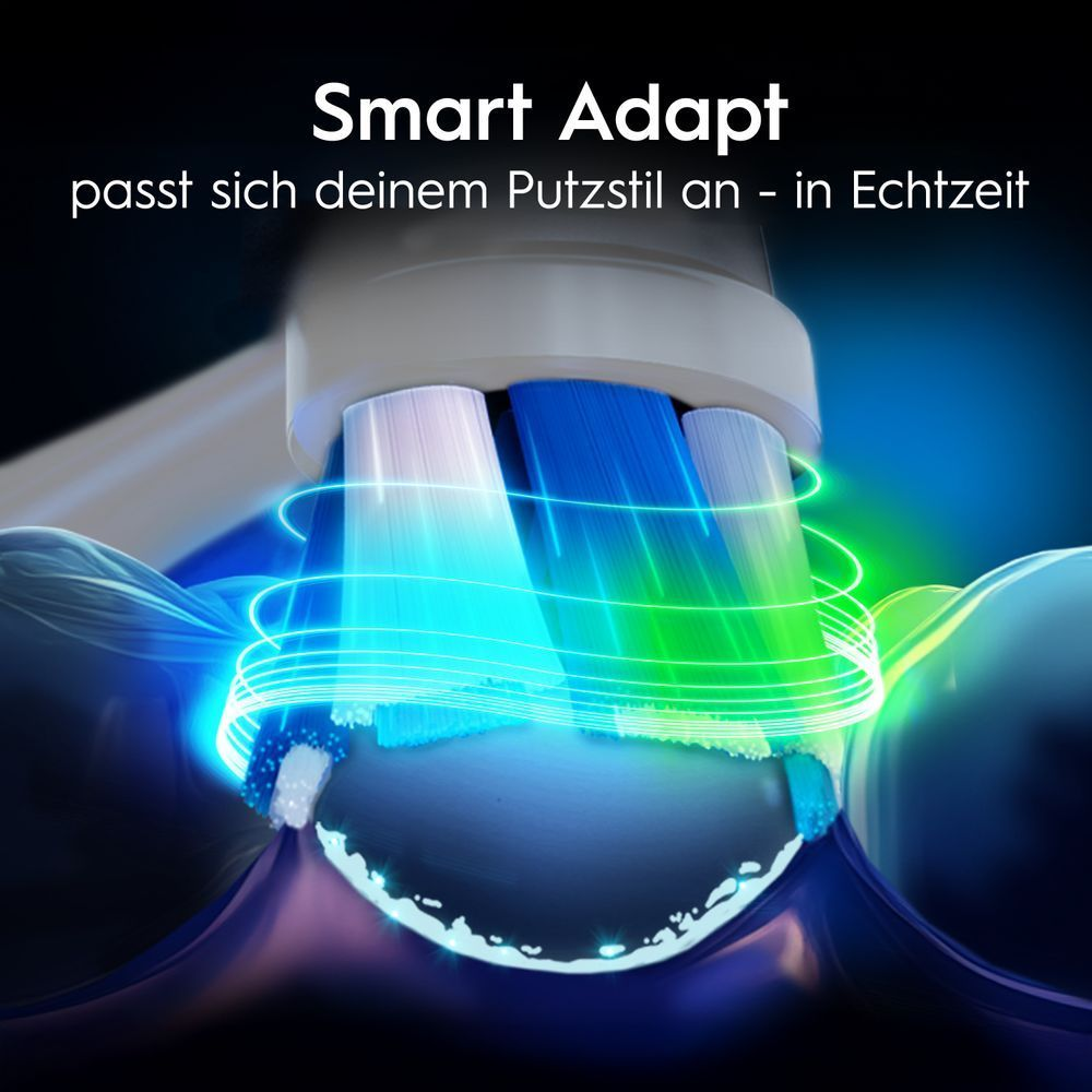 Nahaufnahme des Bürstenkopfs; Wellen zeigen Smart Adapt Technologie in Echtzeit.