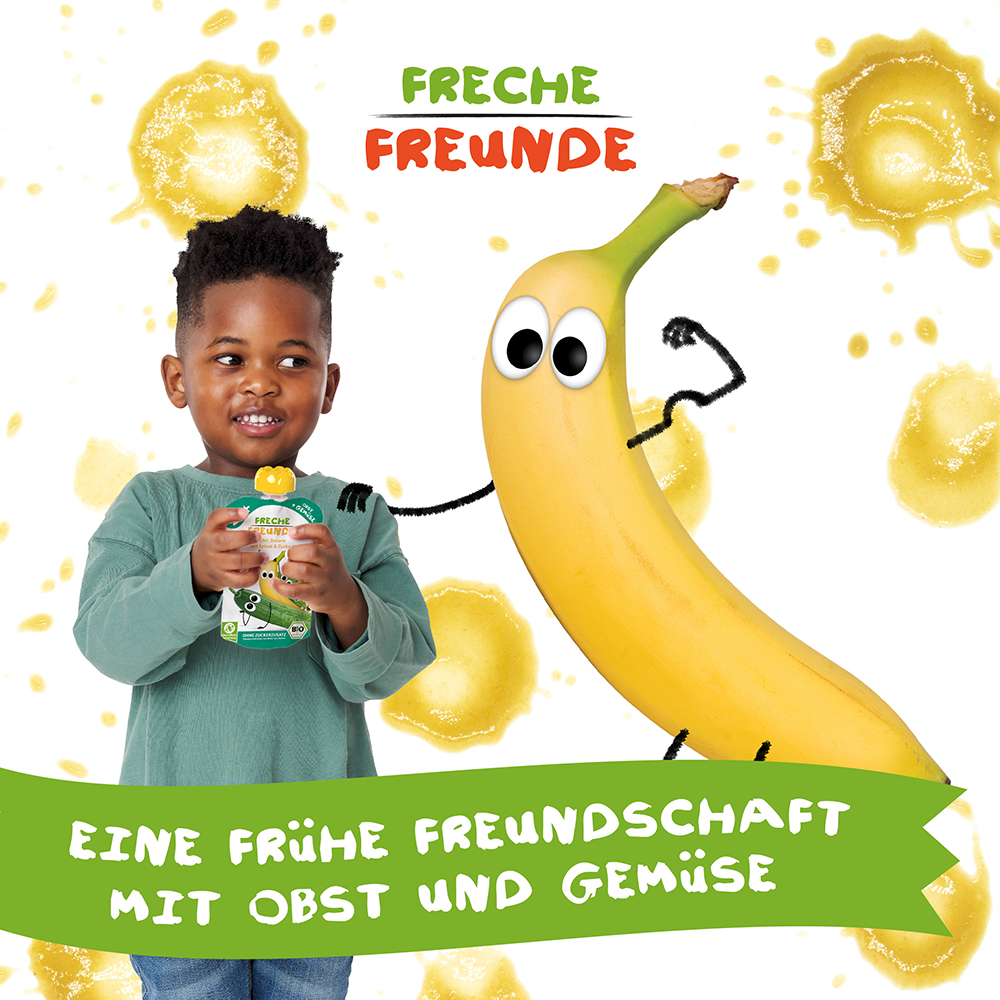 Bild: Freche Freunde Quetschie Apfel, Banane mit Spinat und Gurke 