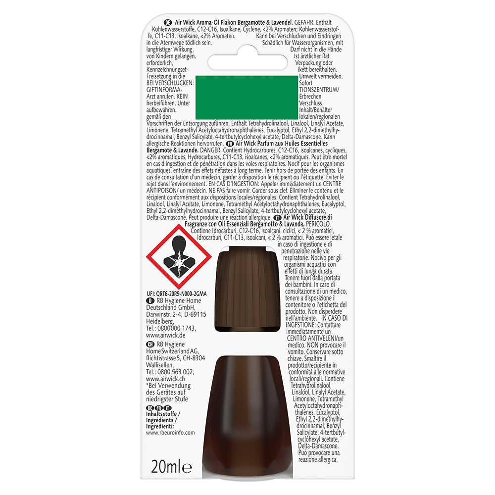 Bild: AIRWICK Aroma Öl Flakon Nachfüllung Bergamotte und Lavendel 