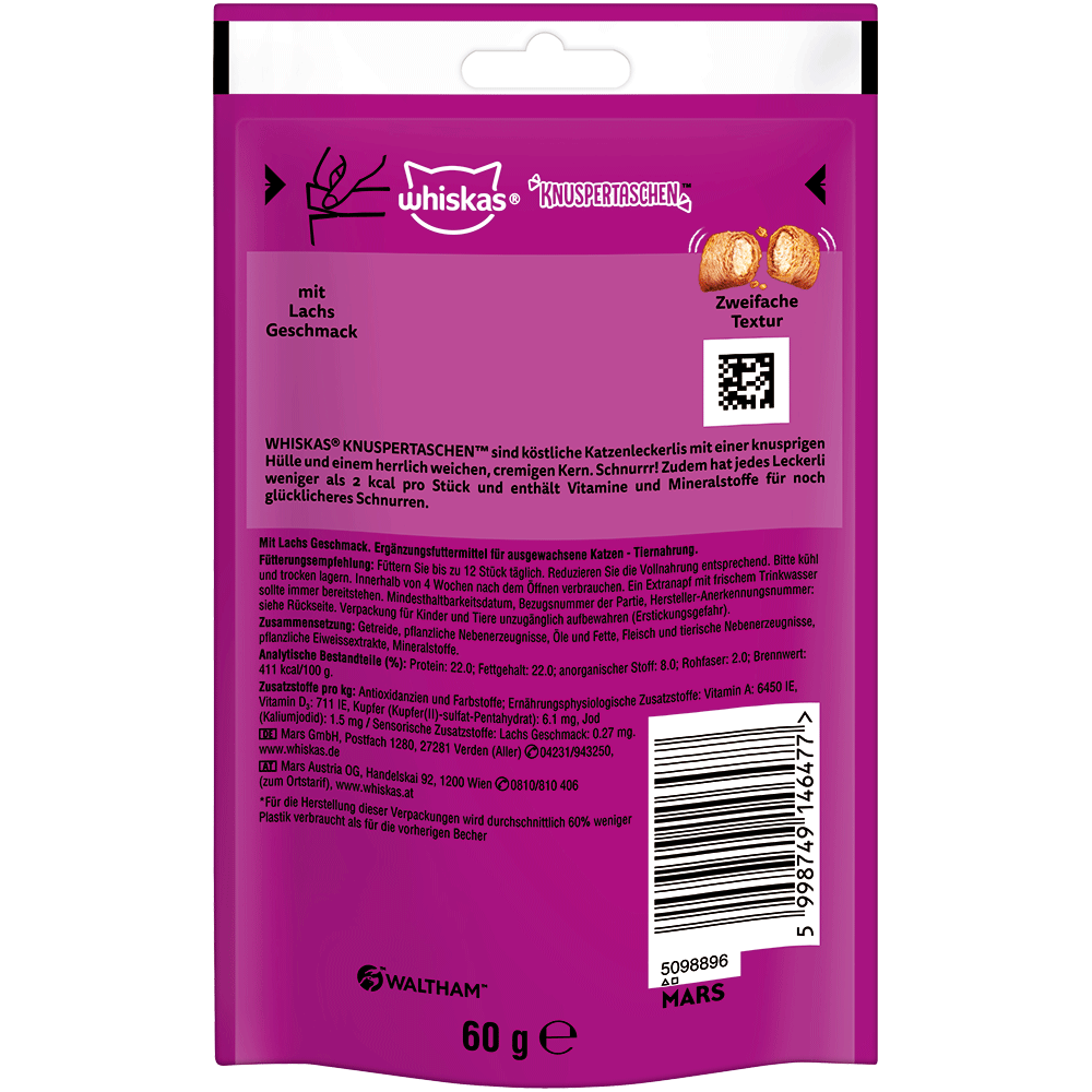 Bild: Whiskas Knuspertaschen mit Lachs Geschmack
