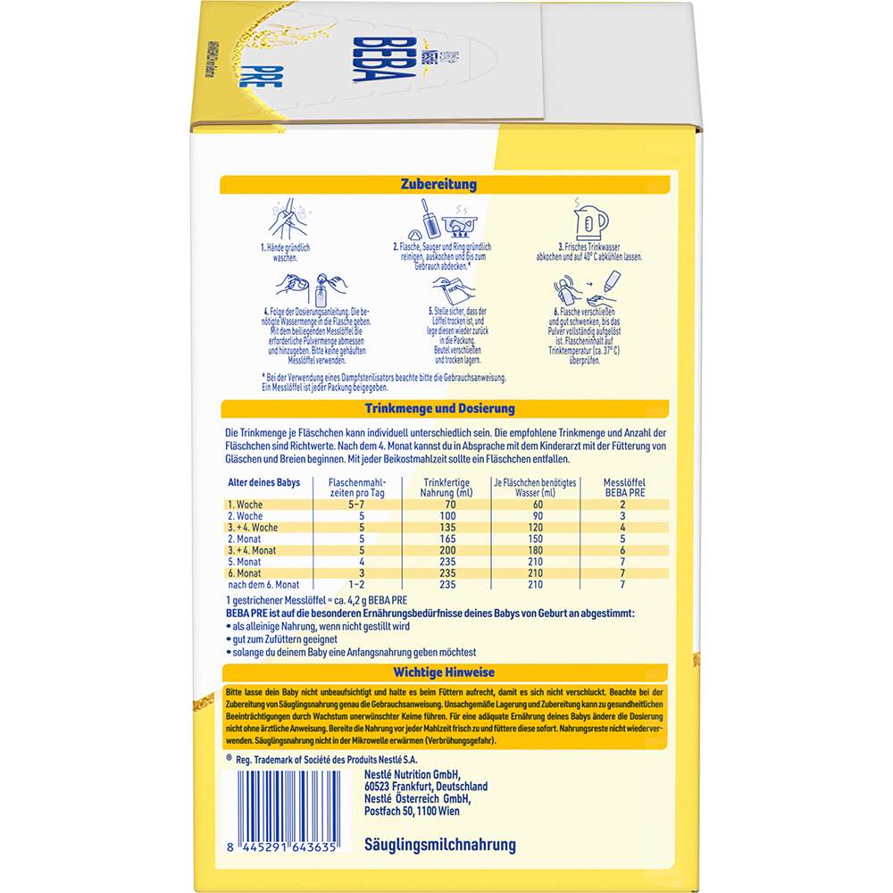 Bild: BEBA PRE Anfangsmilch von Geburt an