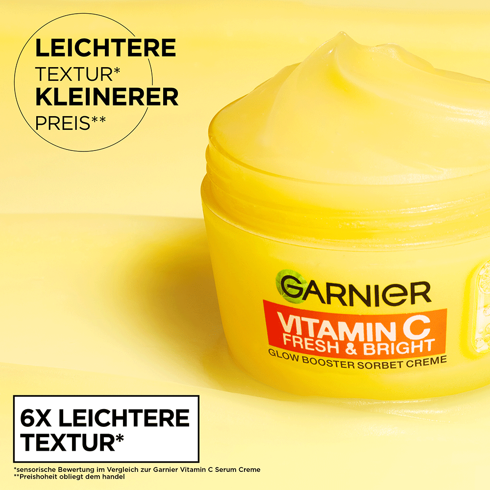Bild: GARNIER Vitamin C Fresh & Bright Glow Booster Sorbet Creme