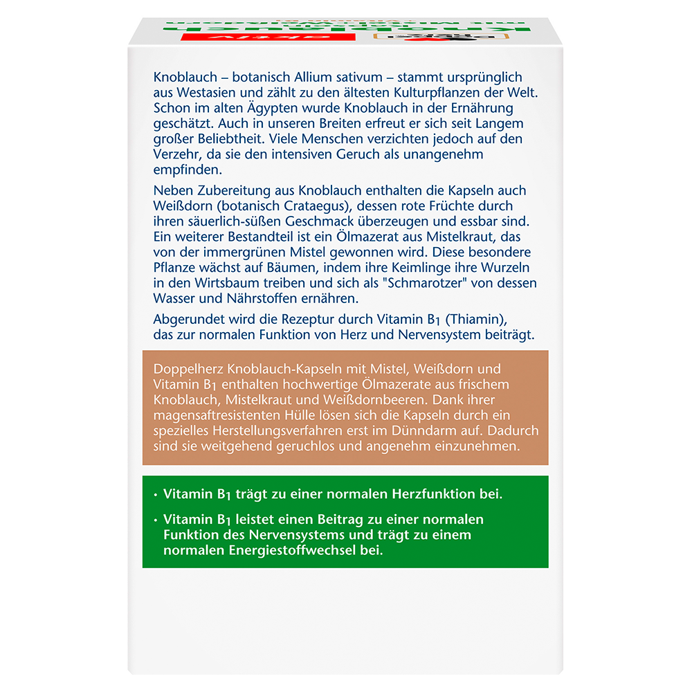 Bild: DOPPELHERZ Knoblauch Kapseln mit Mistel + Weißdorn + Vitamin B1 