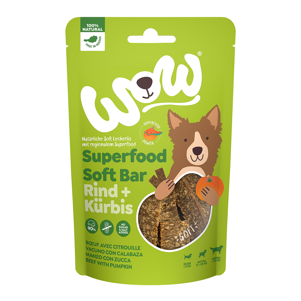 Bild: WOW Superfood Soft Bar Rind und Kürbis 