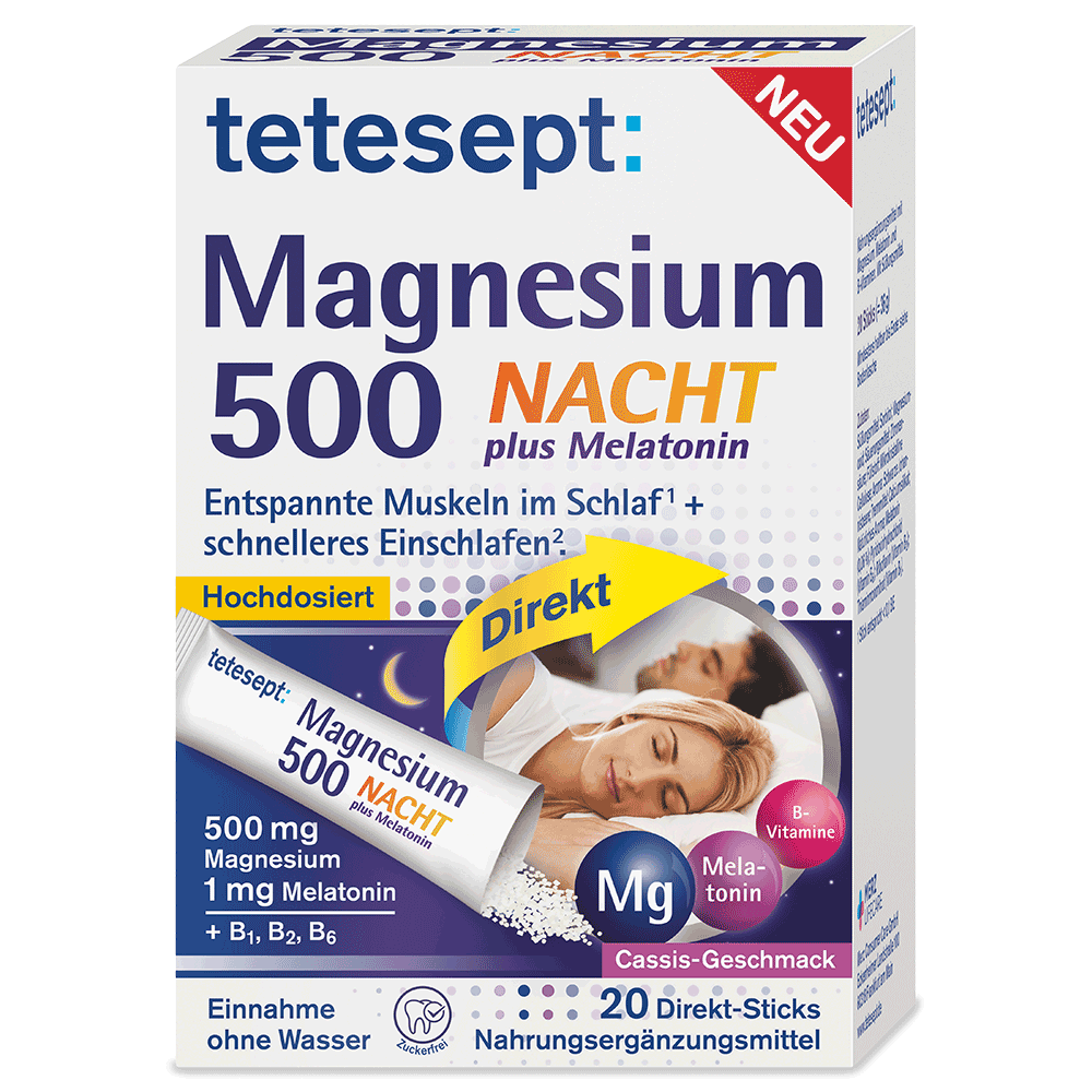 Bild: tetesept: Magnesium 500 Nacht Direkt + Melatonin