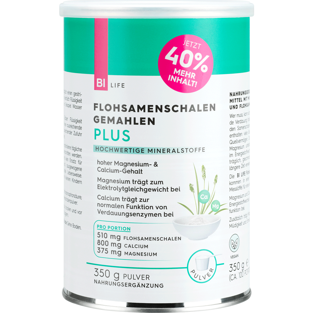 Bild: BI LIFE Flohsamenschalen Gemahlen Plus 