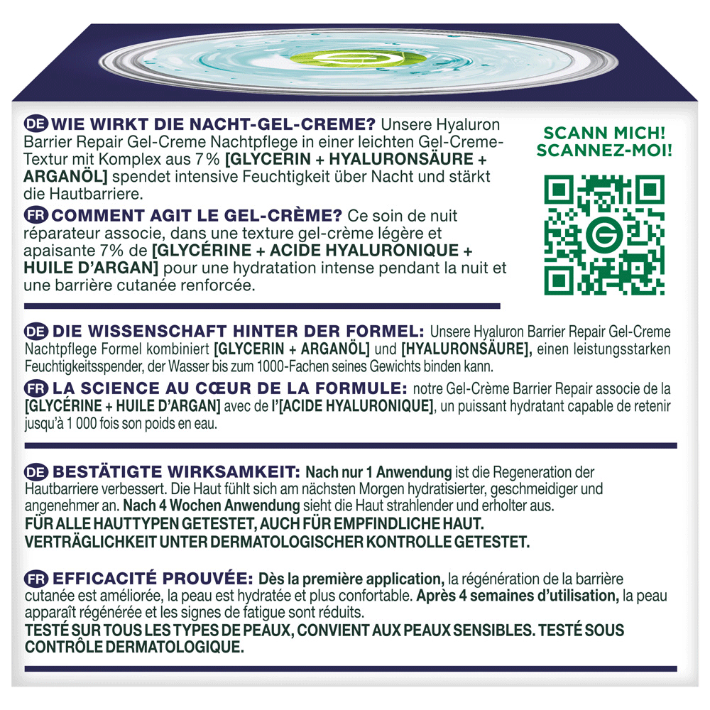 Bild: GARNIER Hyaluron Barrier Repair Gel-Creme Nachtpflege