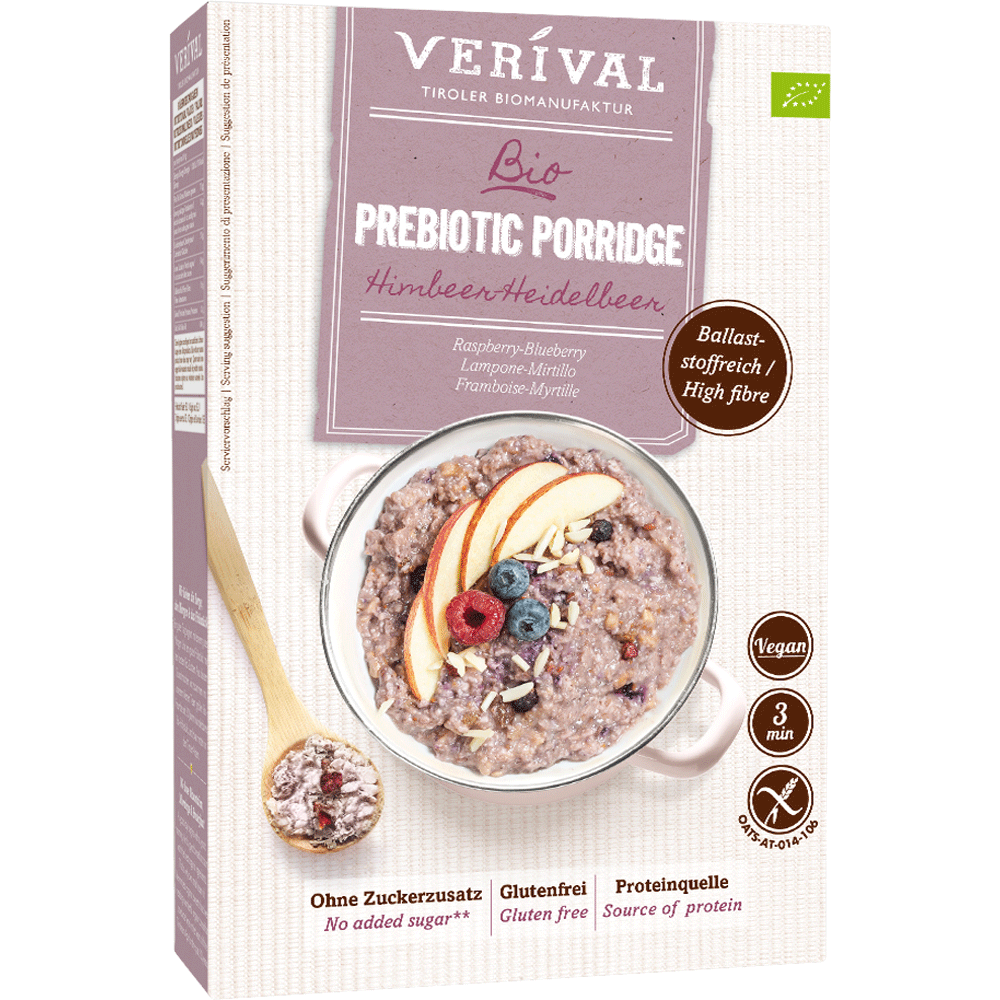 Bild: Verival Prebiotic Porridge Himbeer Heidelbeer