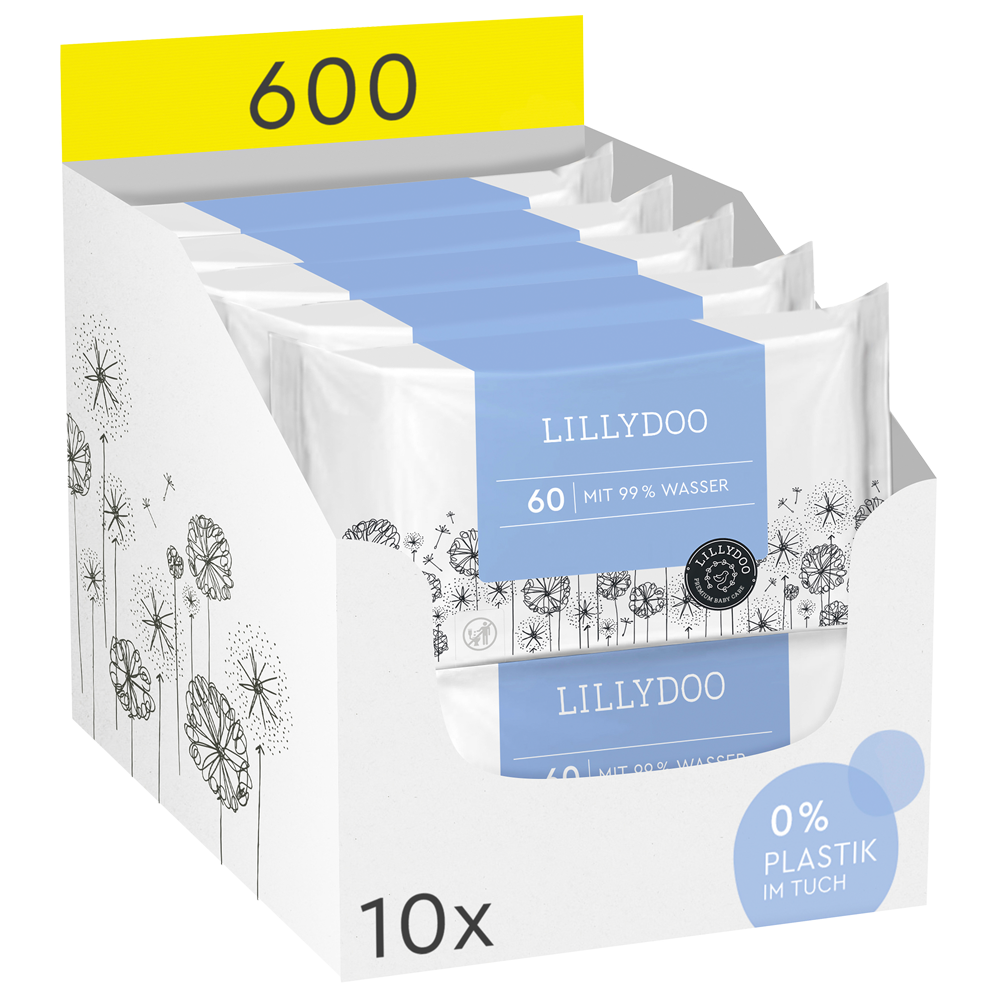 Bild: LILLYDOO Feuchttücher mit 99% Wasser, 10x60 Stück