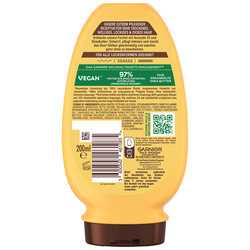 Bild: GARNIER Wahre Schätze Intensiv Nährende Spülung Pures Avocado-Öl & Sheabutter 