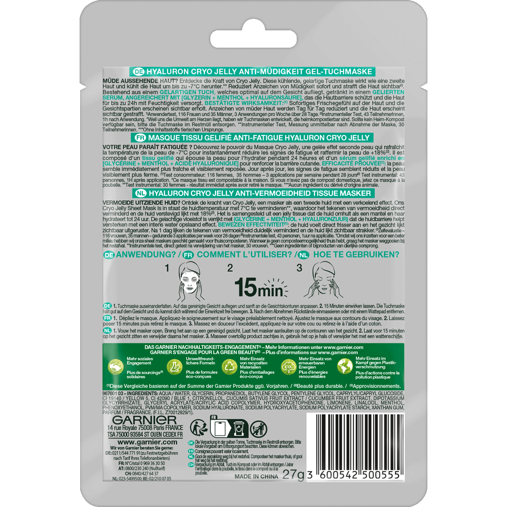 Bild: GARNIER SKIN ACTIVE Cryo Jelly Gel-Tuchmaske