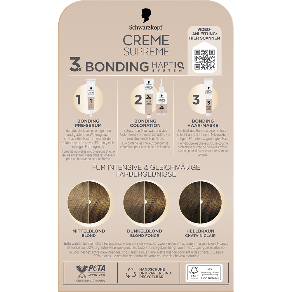 Bild: Schwarzkopf Creme Supreme Creme Coloration Natürliches Dunkel-Blond