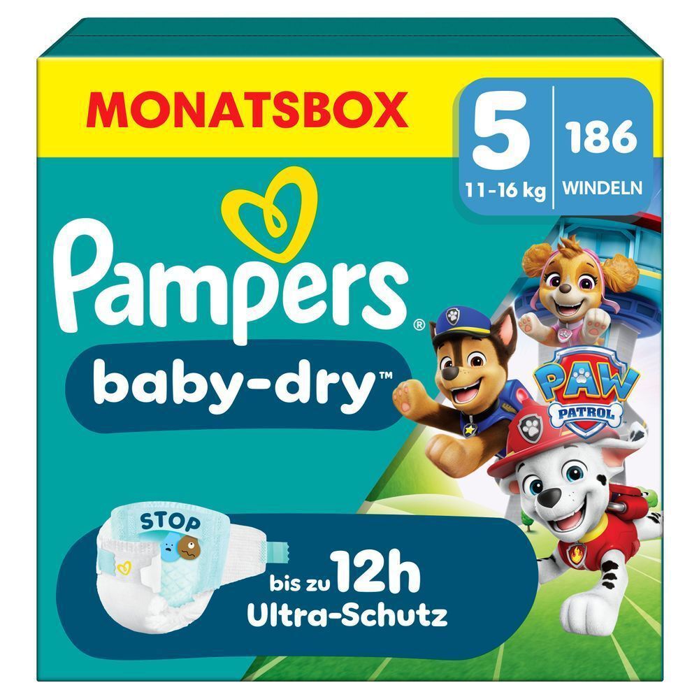 Bild: Pampers Baby-Dry Paw Patrol Edition Größe 5, 11kg-16kg, Monatsbox 