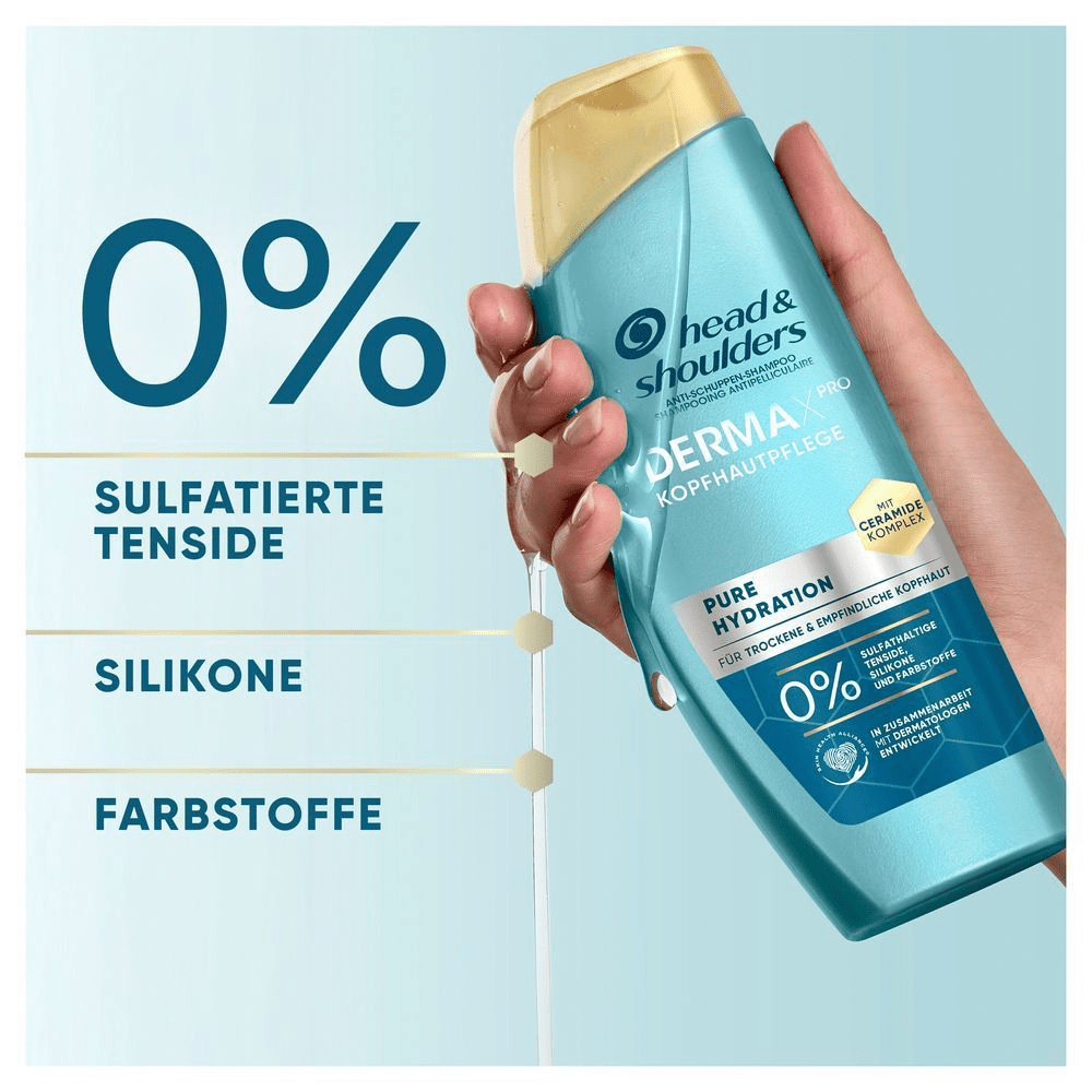 Head & Shoulders Shampoo ohne Sulfate, Silikone und Farbstoffe mit Derma Kopfhautpflege.