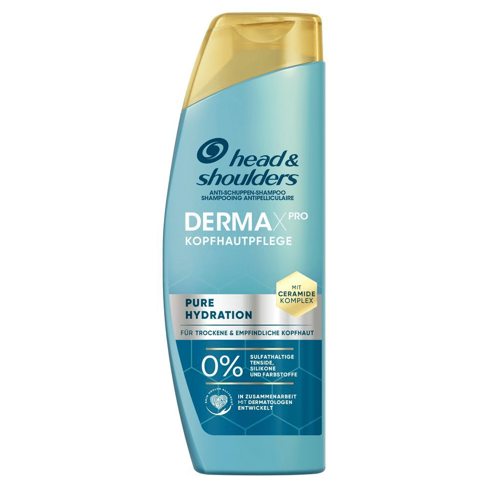 Head & Shoulders Derma X Pro Kopfhautpflege Shampoo mit Ceramide Komplex, formuliert für trockene und empfindliche Kopfhaut, 0% Sulfathaltige Tenside, Silikone und Farbstoffe.