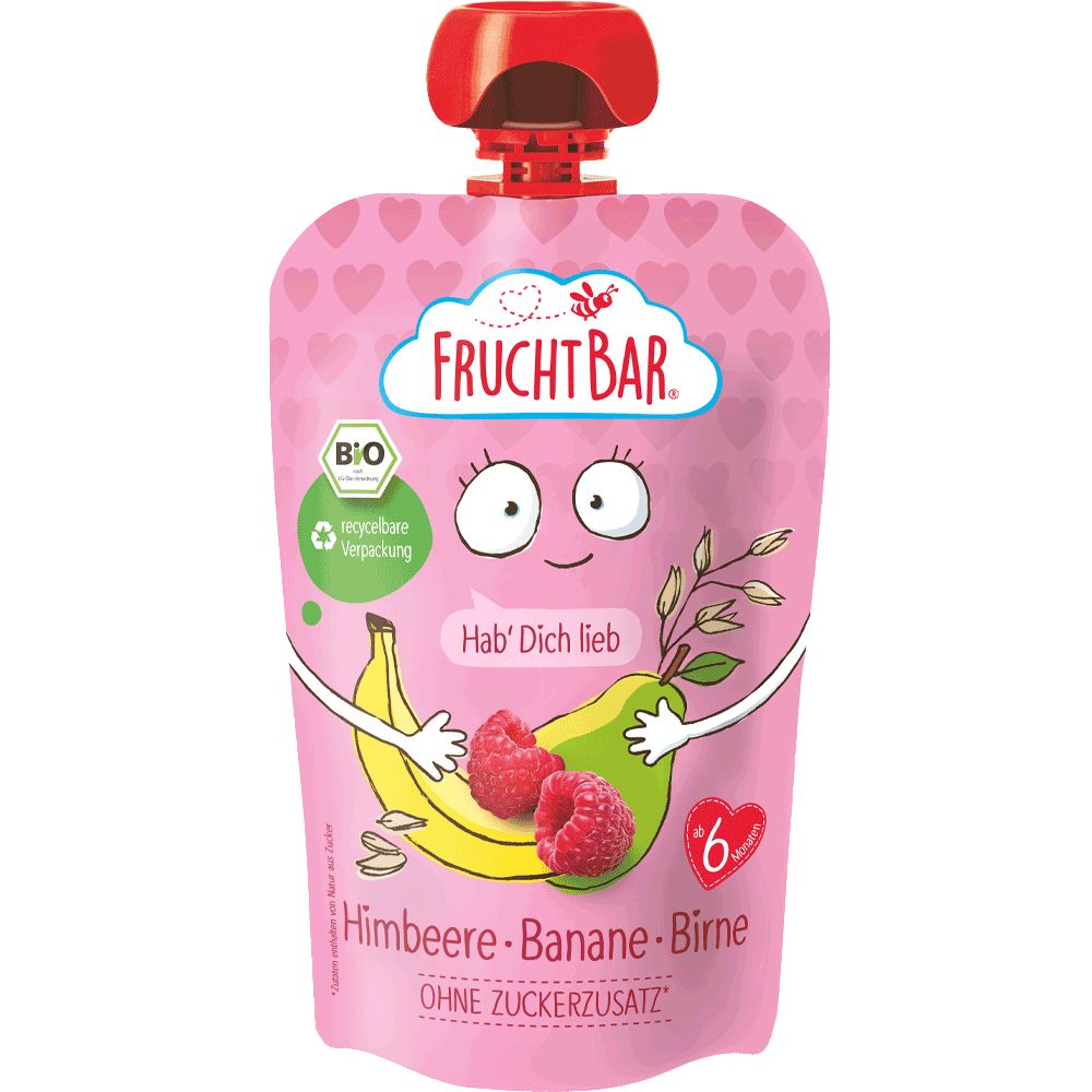 Bild: FruchtBar Quetsche Hab' Dich lieb Himbeere-Banane-Birne