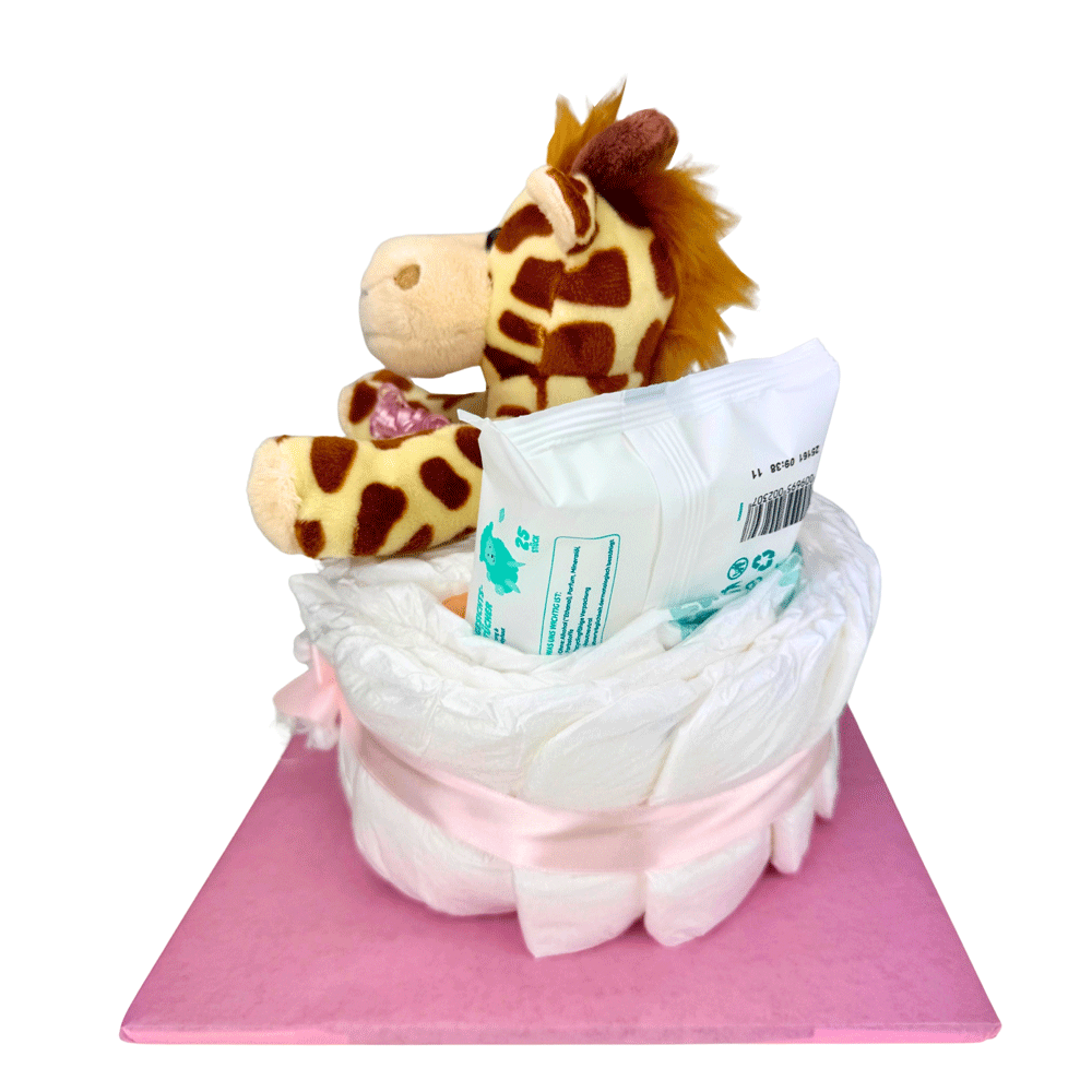 Bild: BABYWELL Windeltorte Giraffe Rosa 