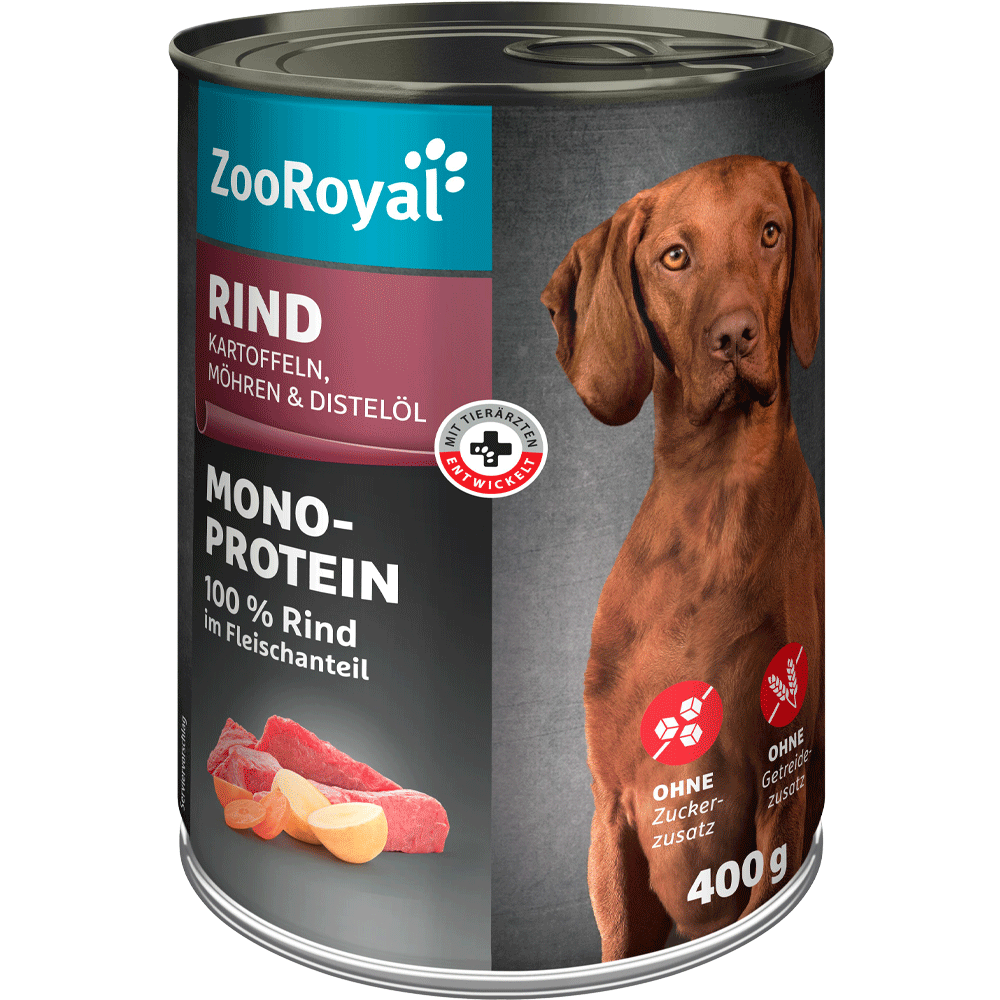 Bild: ZooRoyal Mono Protein Rind Kartoffeln, Möhren & Distelöl