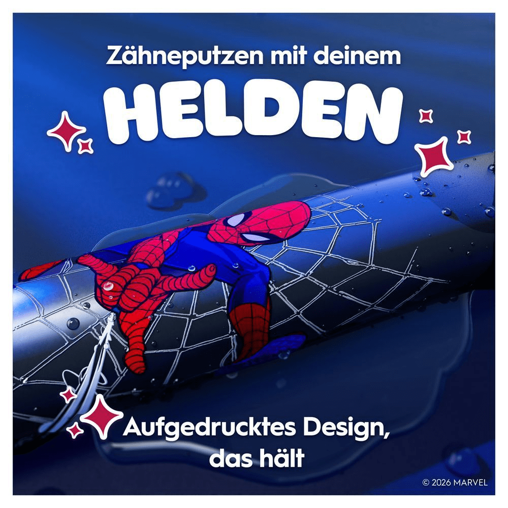 Nahaufnahme des Handstücks mit aufgedrucktem Design. Eine Wasserpfütze zeigt, dass das Design hält.